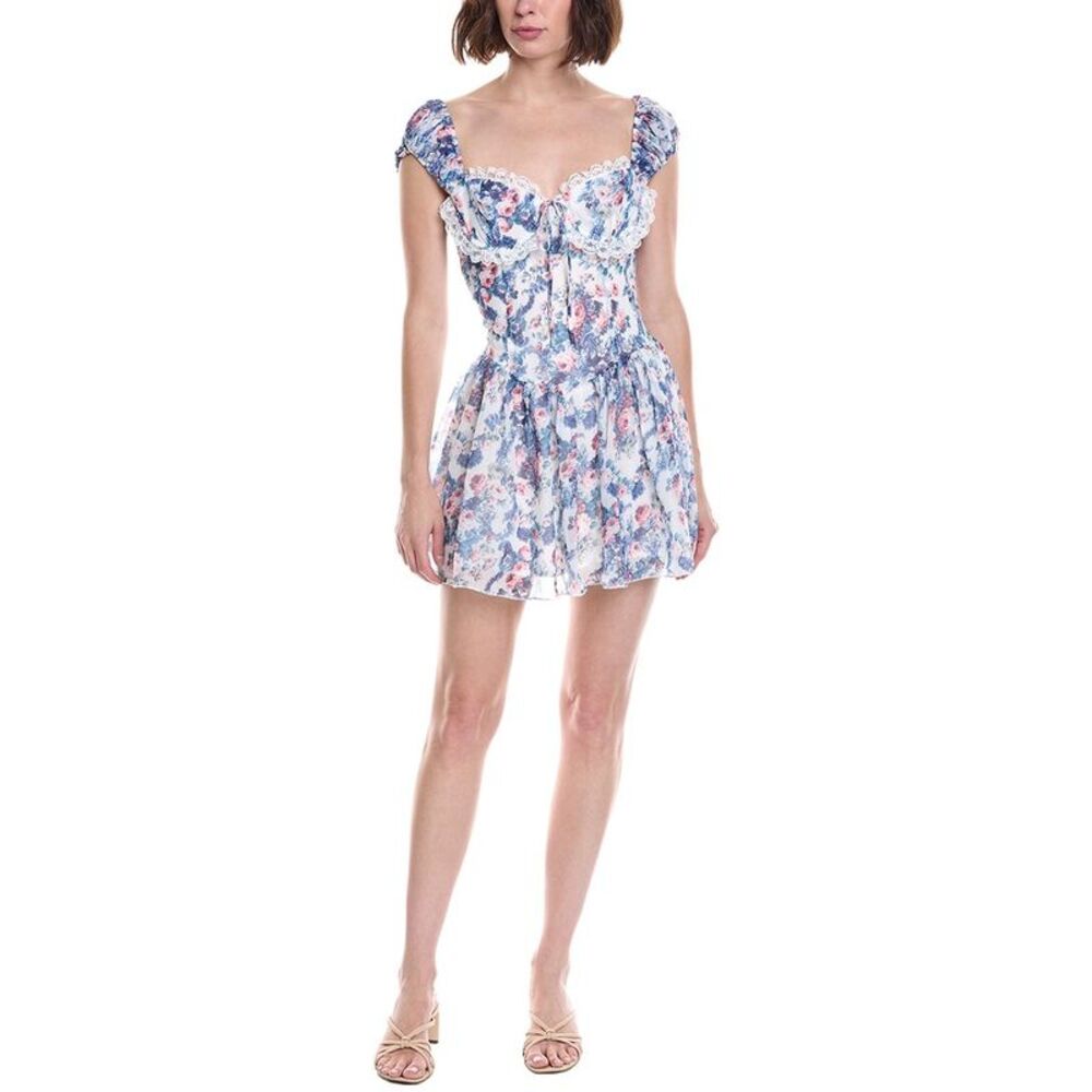 To My Lovers Womens Floral Mini Dress, Blue